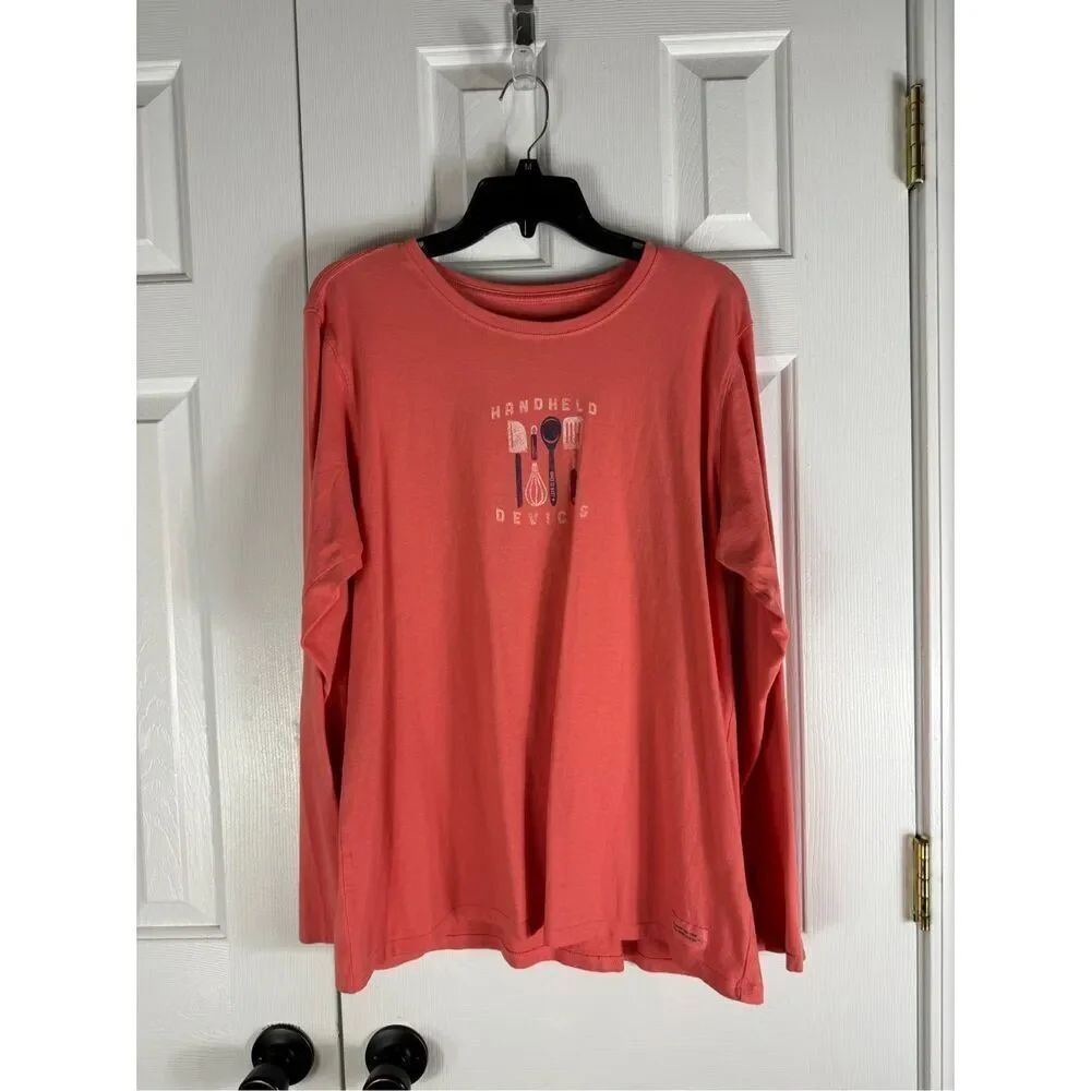 Life is Good Womens Orange Shirt Size XL
